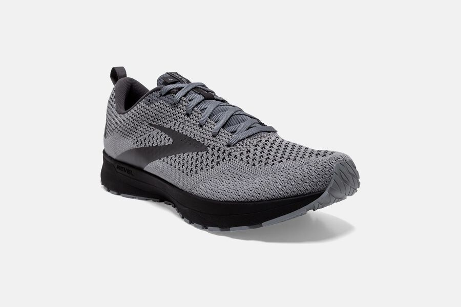 Brooks Revel 4 Road Running Shoes Mens - Grey/Black - ZELYC-5301